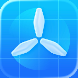 The TestFlight app icon: a blue tile with a white three-blade propeller